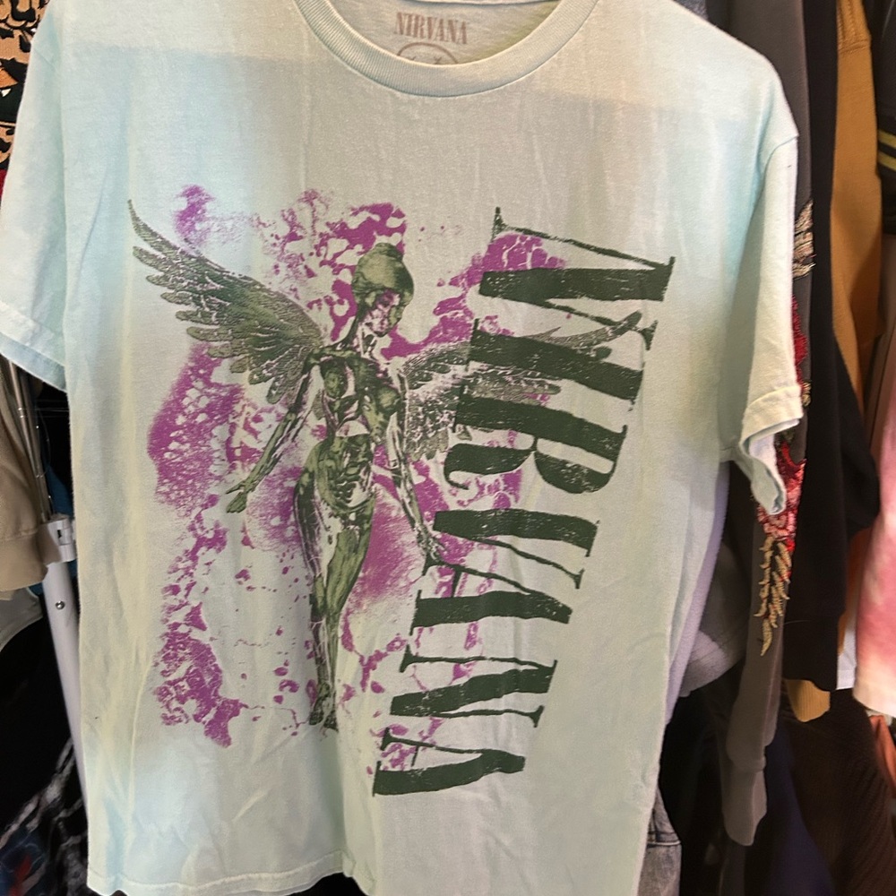 NIRVANA Light Blue Smiley Face Tee